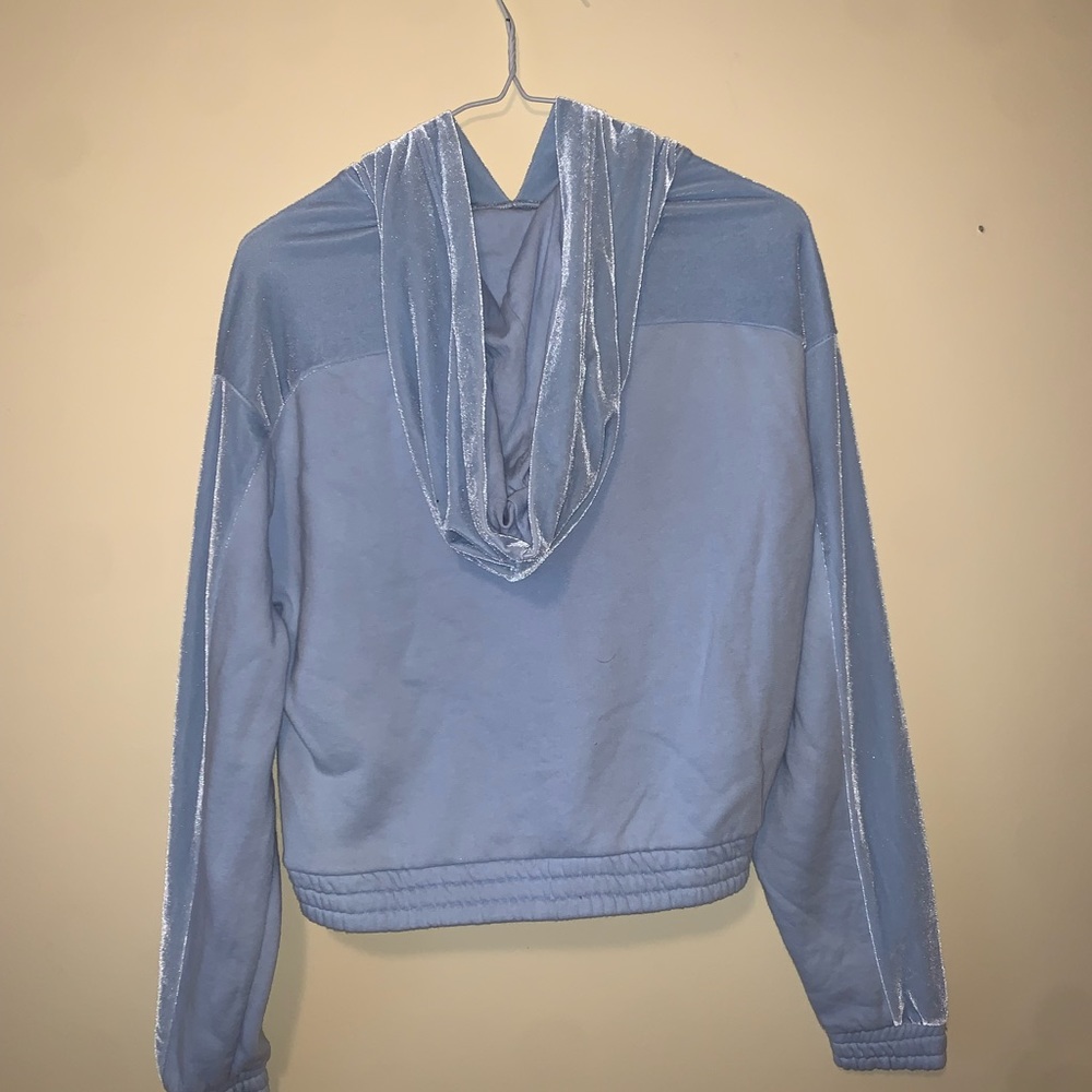 PINK light blue velvet hoodie